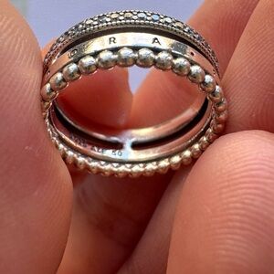 Silver Pandora Beaded Ring  size 5 sterling silver 925